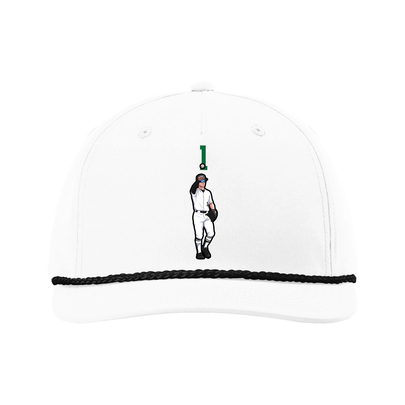 Five-Panel Classic Rope Cap — Number Top in White