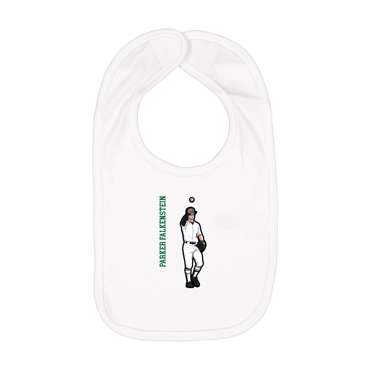 Infant Bib — Name Vertical in White