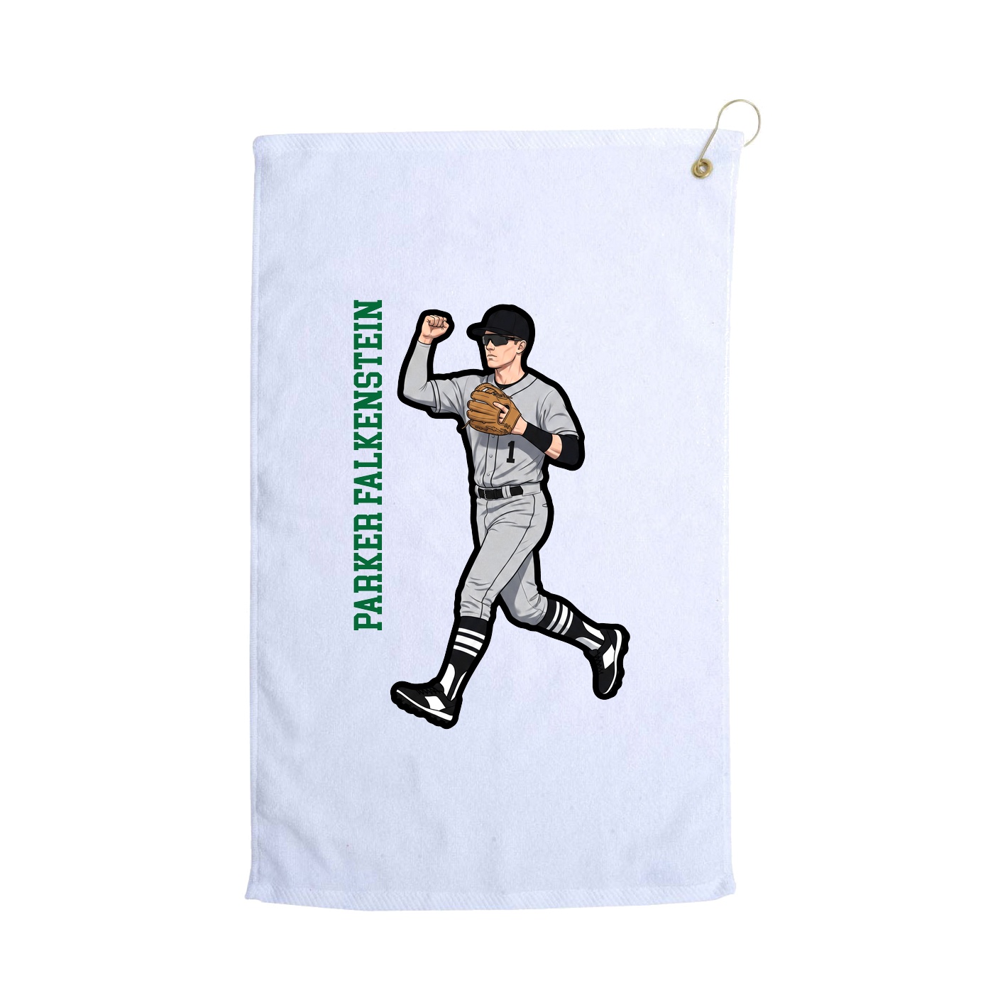 Golf Towel — Name Vertical in White