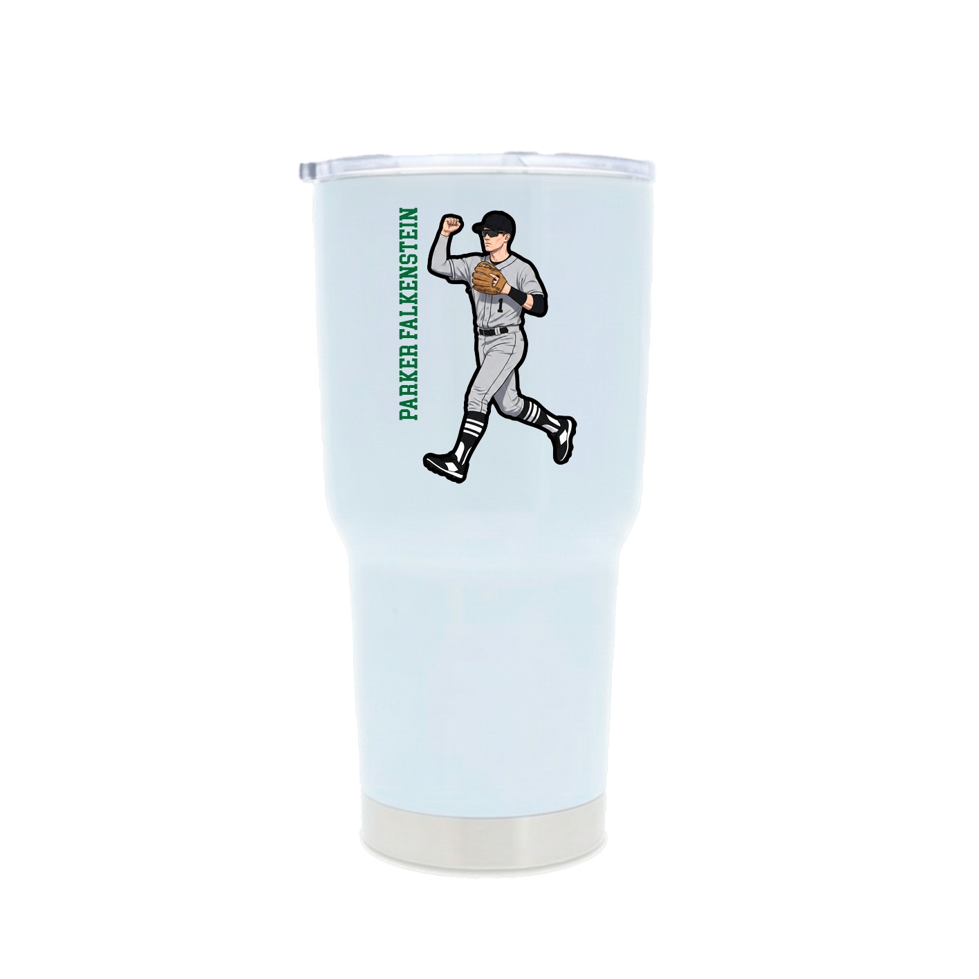 30oz Stainless Steel Tumbler — Name Vertical in White