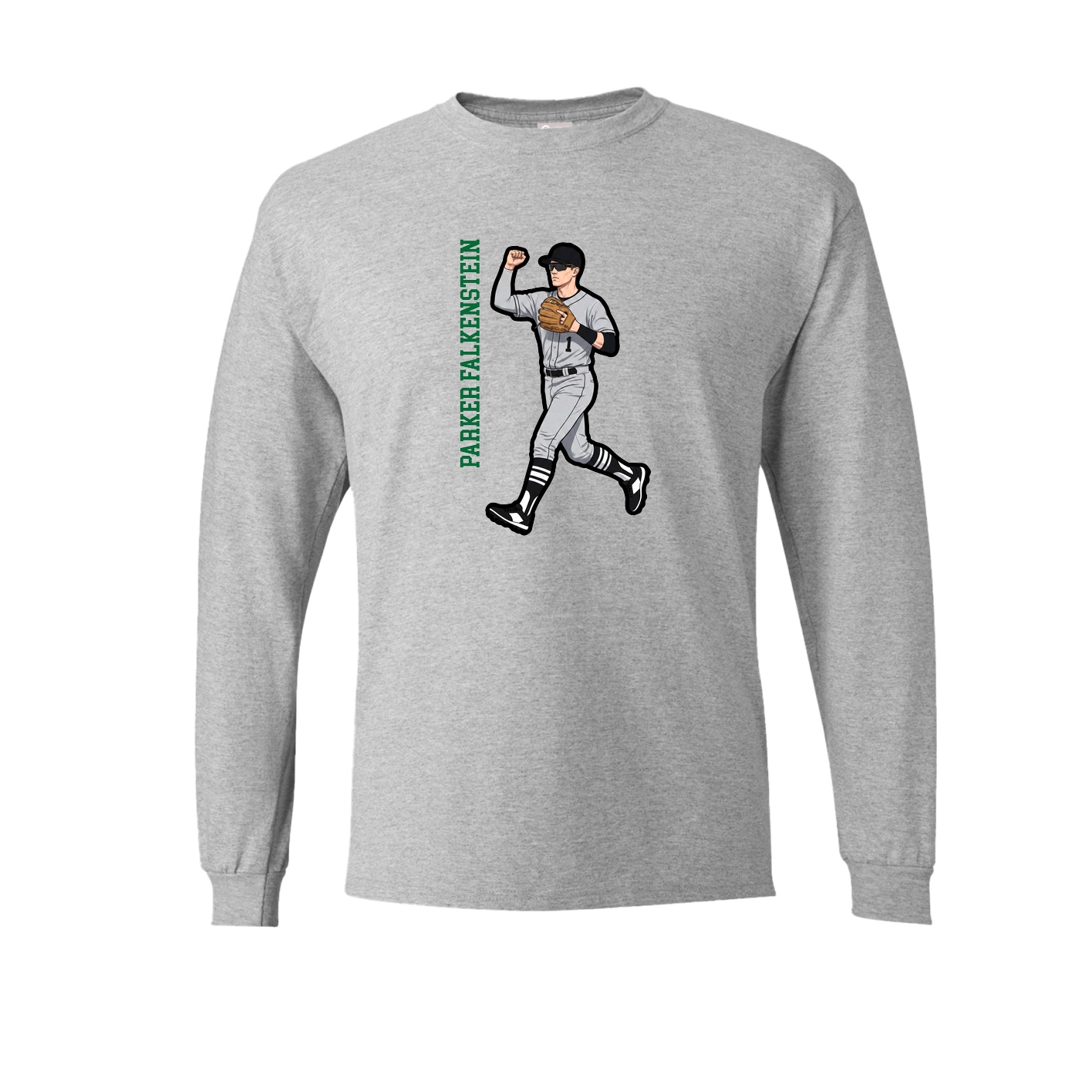 Long Sleeve Tee — Name Vertical in Grey