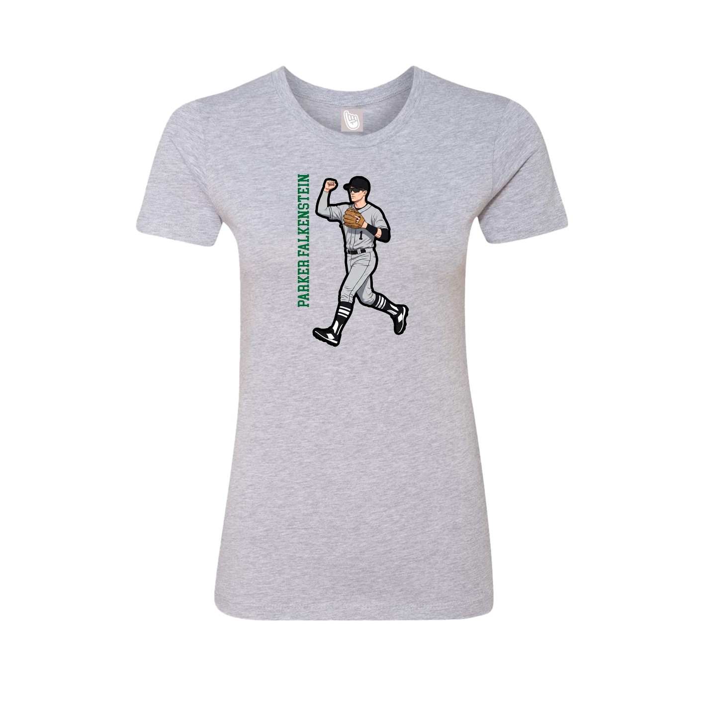 Fitted Women's Tee — Name Vertical in Grey