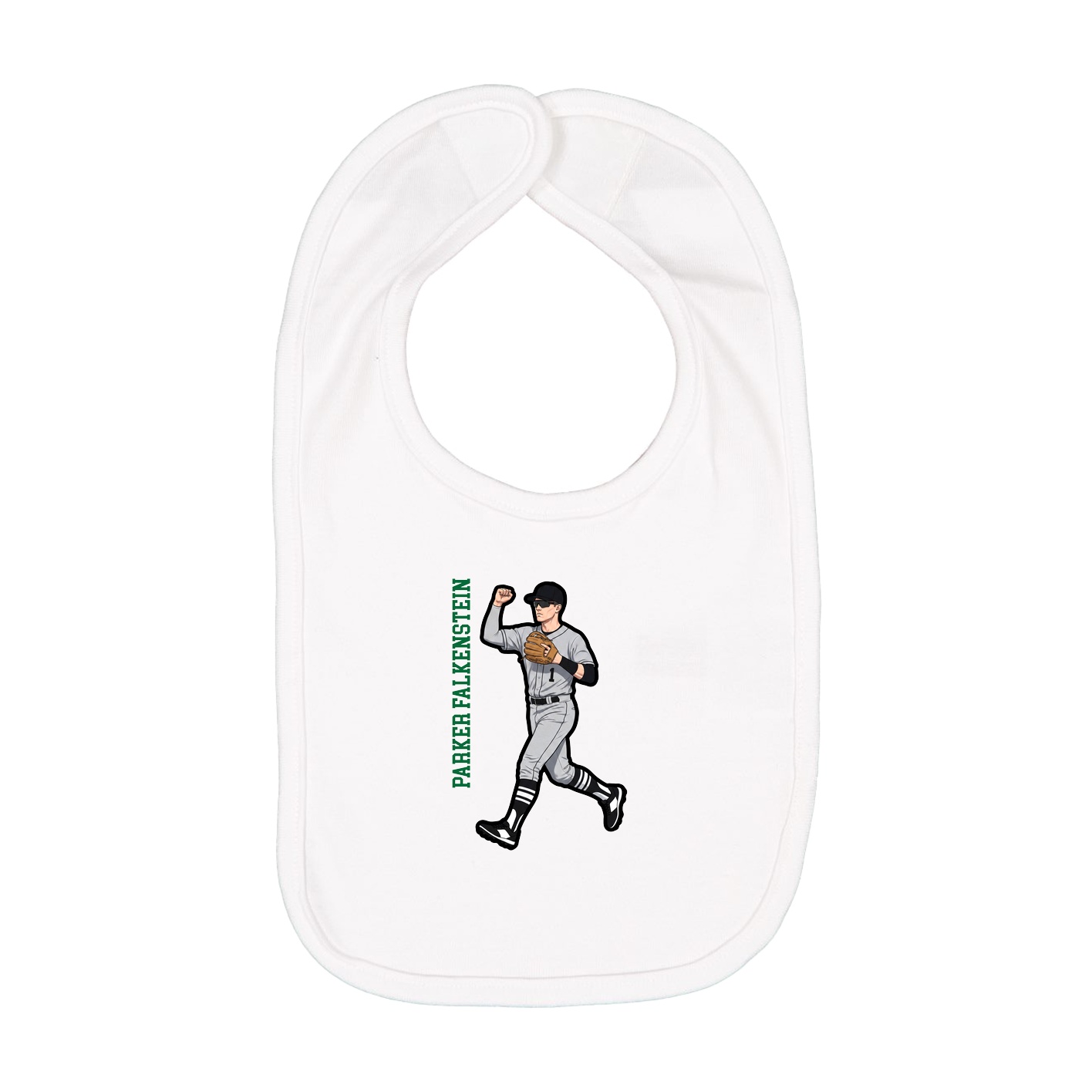 Infant Bib — Name Vertical in White