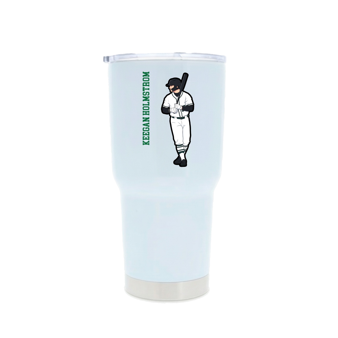 30oz Stainless Steel Tumbler — Name Vertical in White