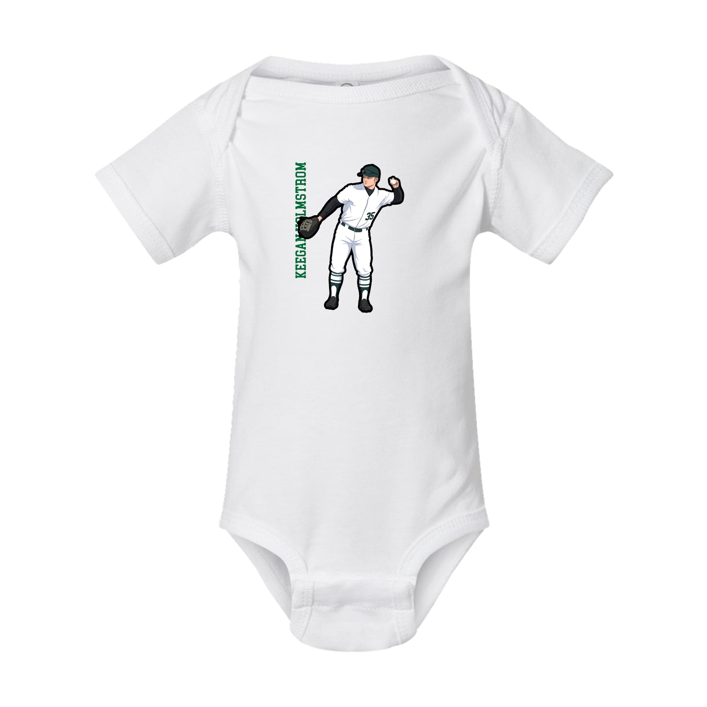 Baby Onesie — Name Vertical in White