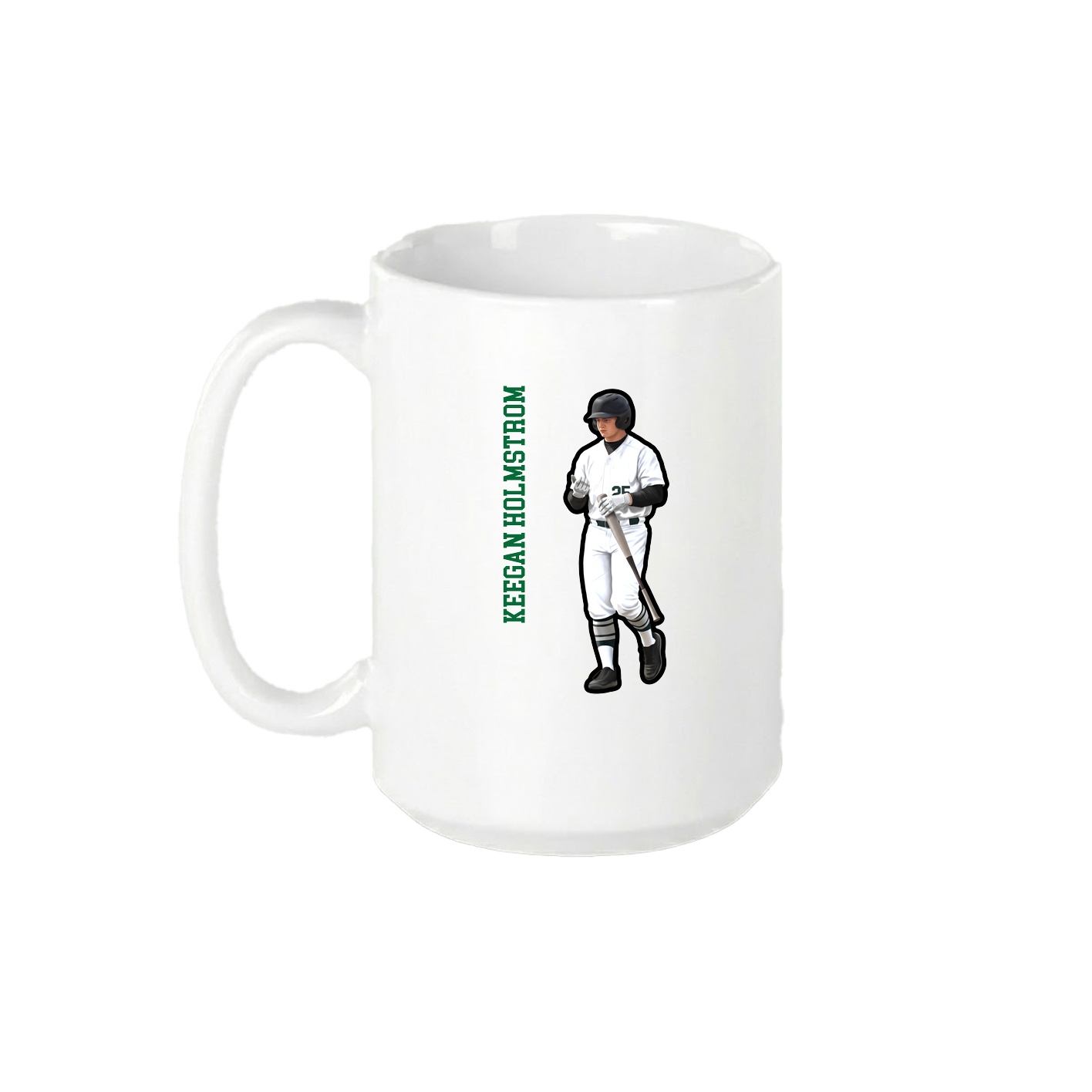 15oz Coffee Mug — Name Vertical in White