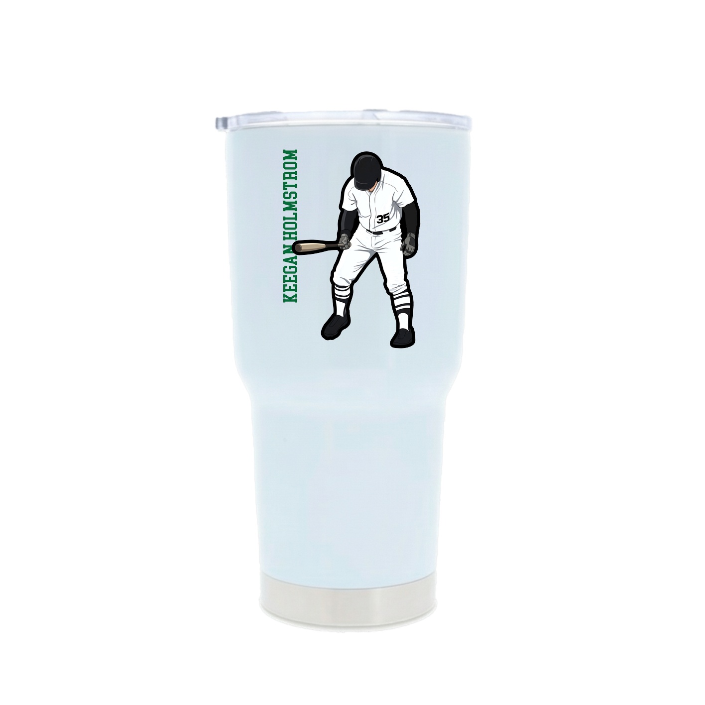 30oz Stainless Steel Tumbler — Name Vertical in White