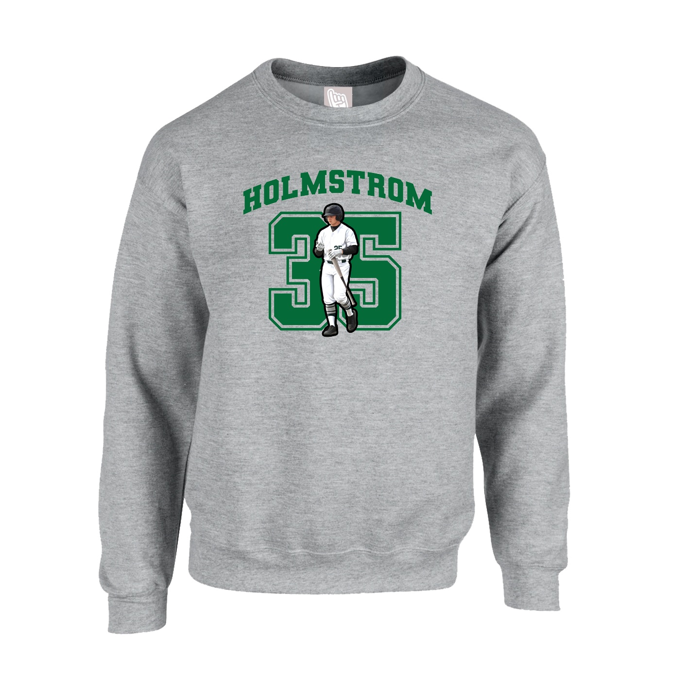 Fleece Crew — Number in Grey