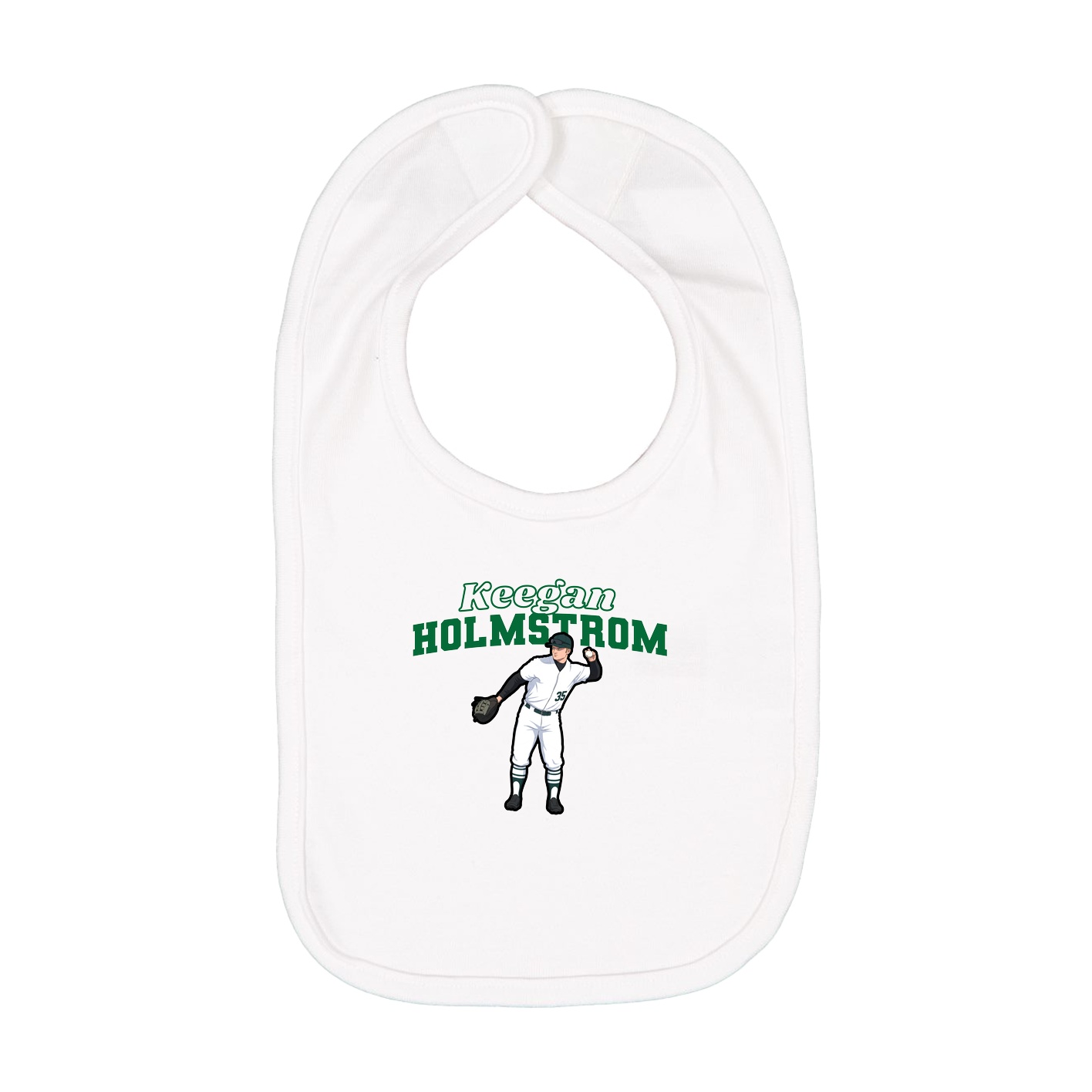 Infant Bib — Name Arch in White
