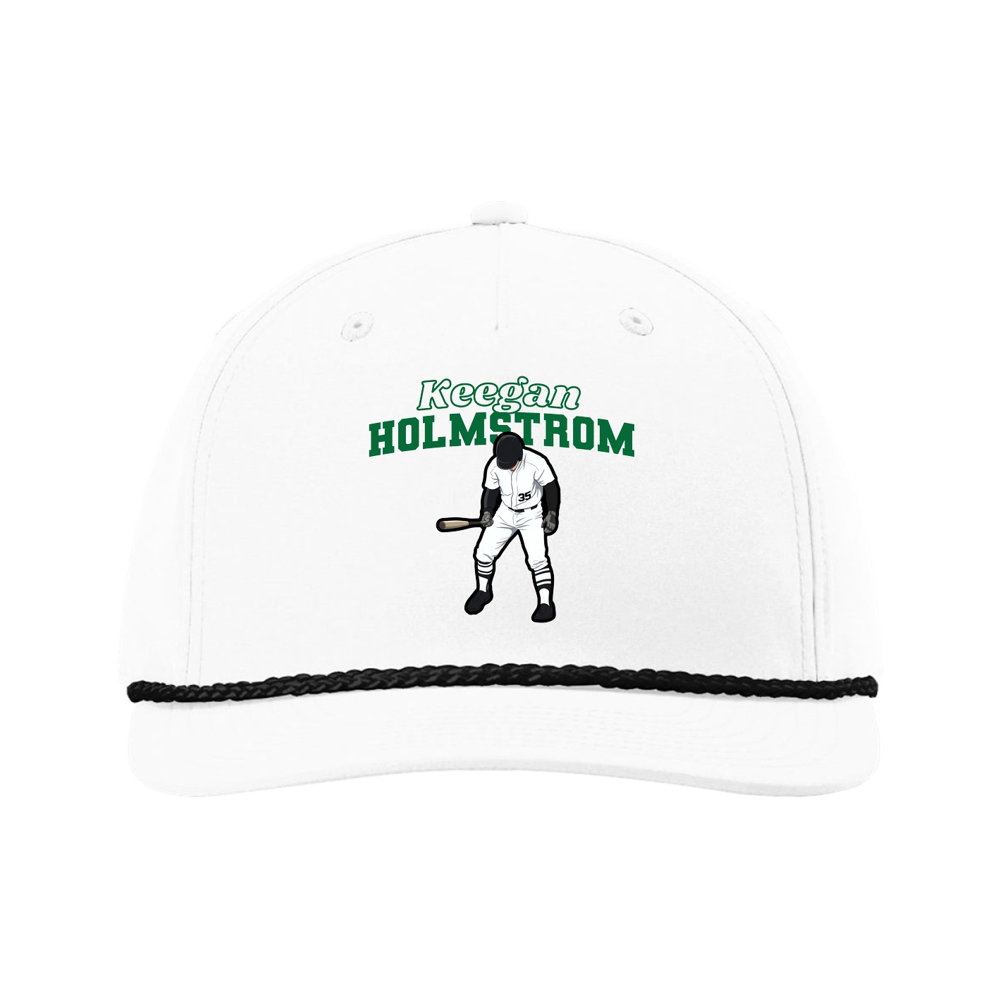 Five-Panel Classic Rope Cap — Name Arch in White