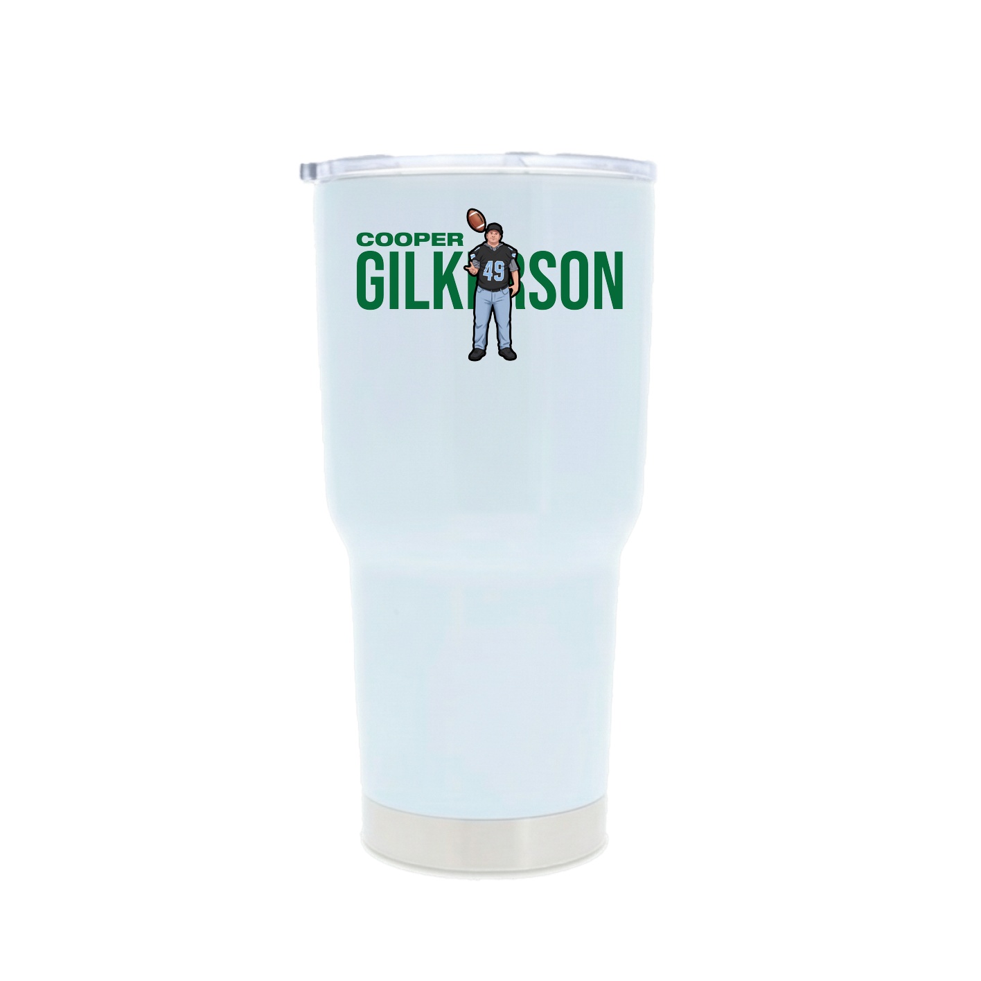 30oz Stainless Steel Tumbler — Player Name in White