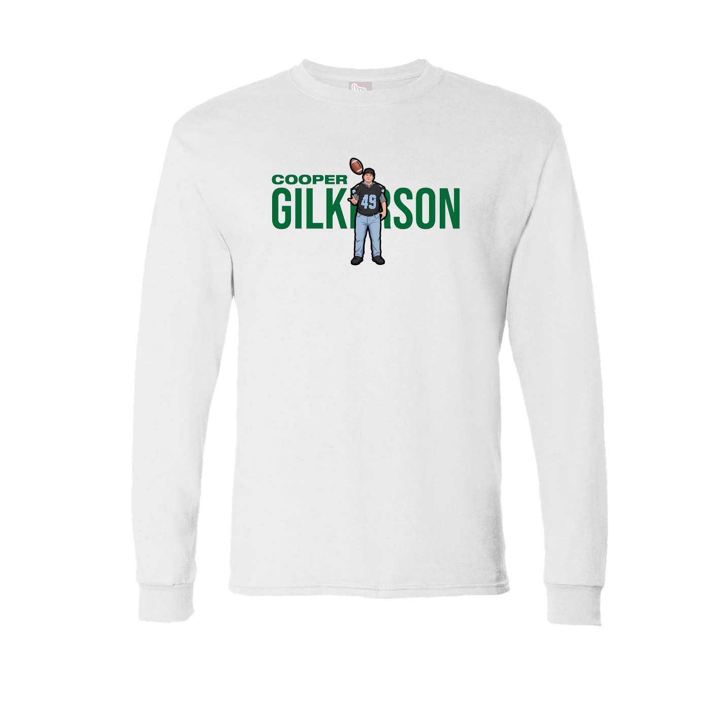 Long Sleeve Tee — Player Name in White