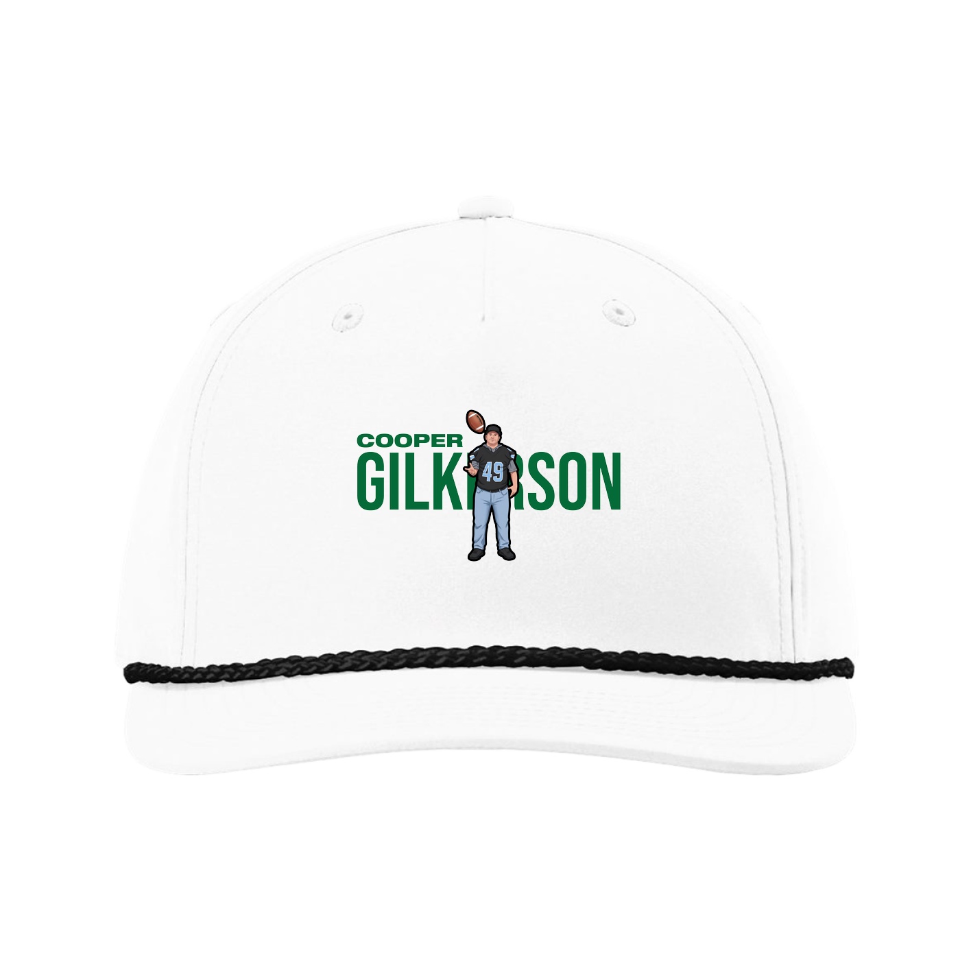 Five-Panel Classic Rope Cap — Player Name in White