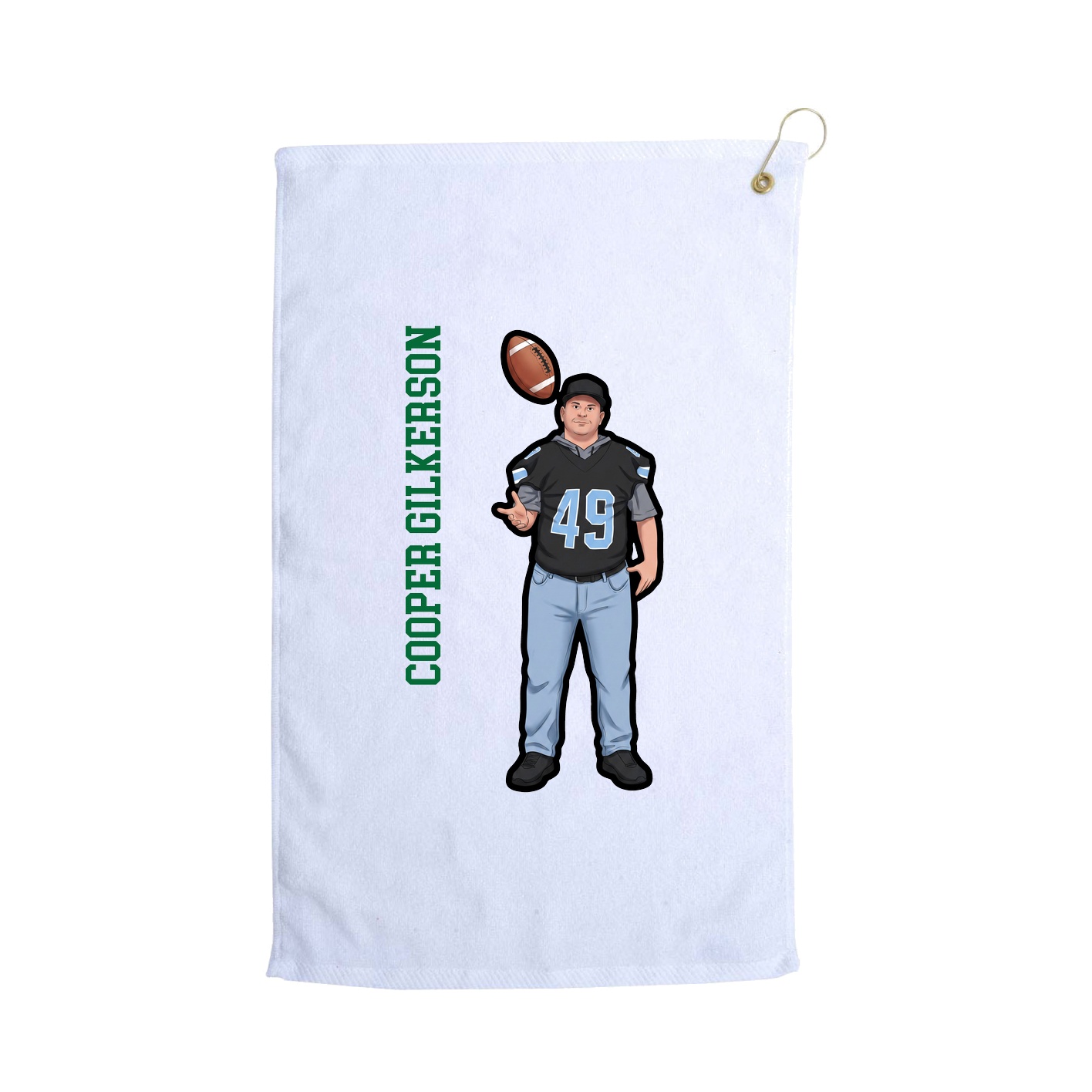 Golf Towel — Name Vertical in White