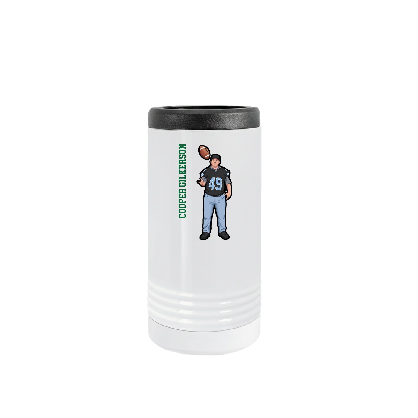 Slim Beverage Holder — Name Vertical in White