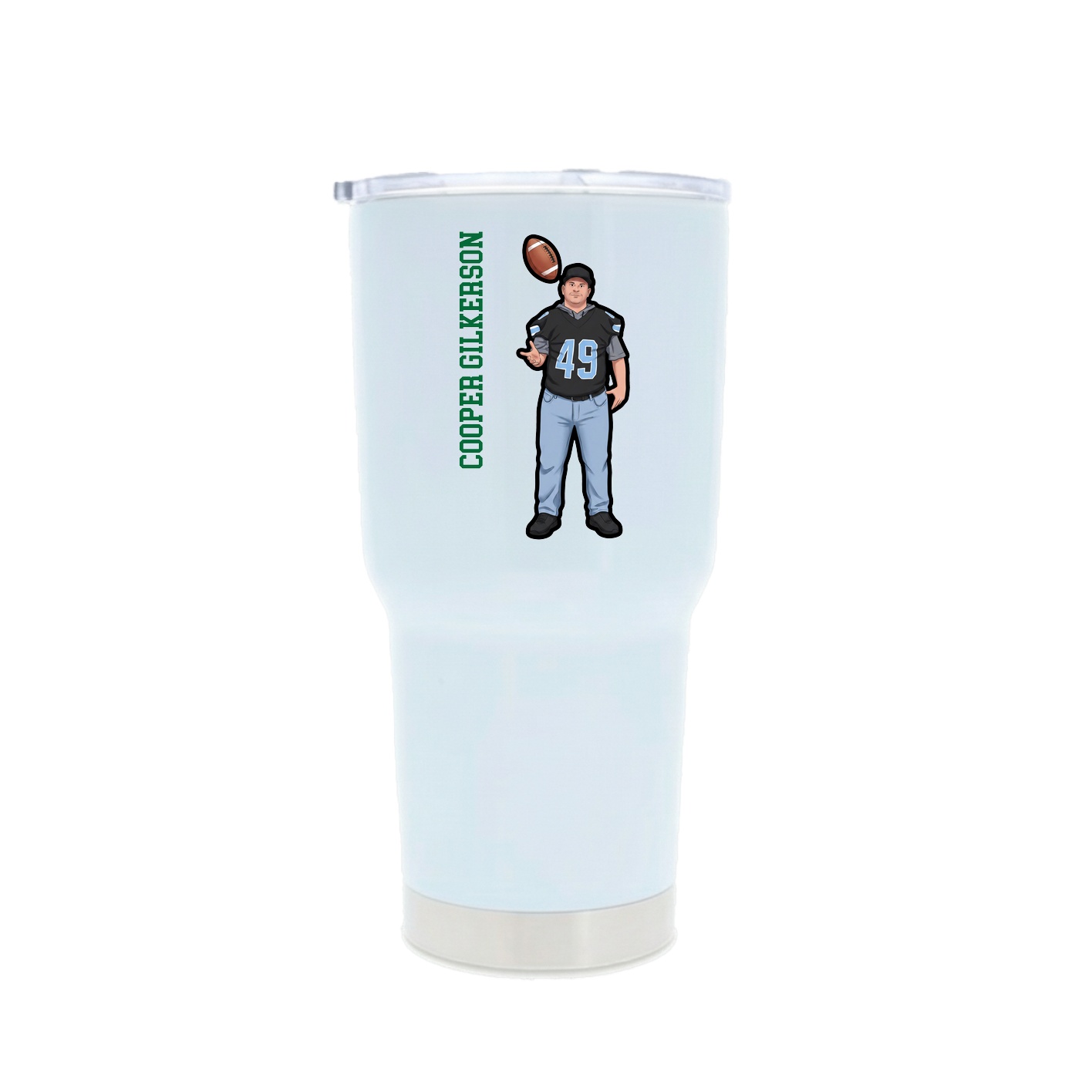 30oz Stainless Steel Tumbler — Name Vertical in White