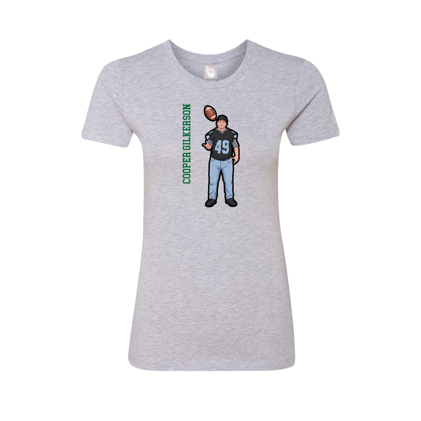 Fitted Women's Tee — Name Vertical in Grey