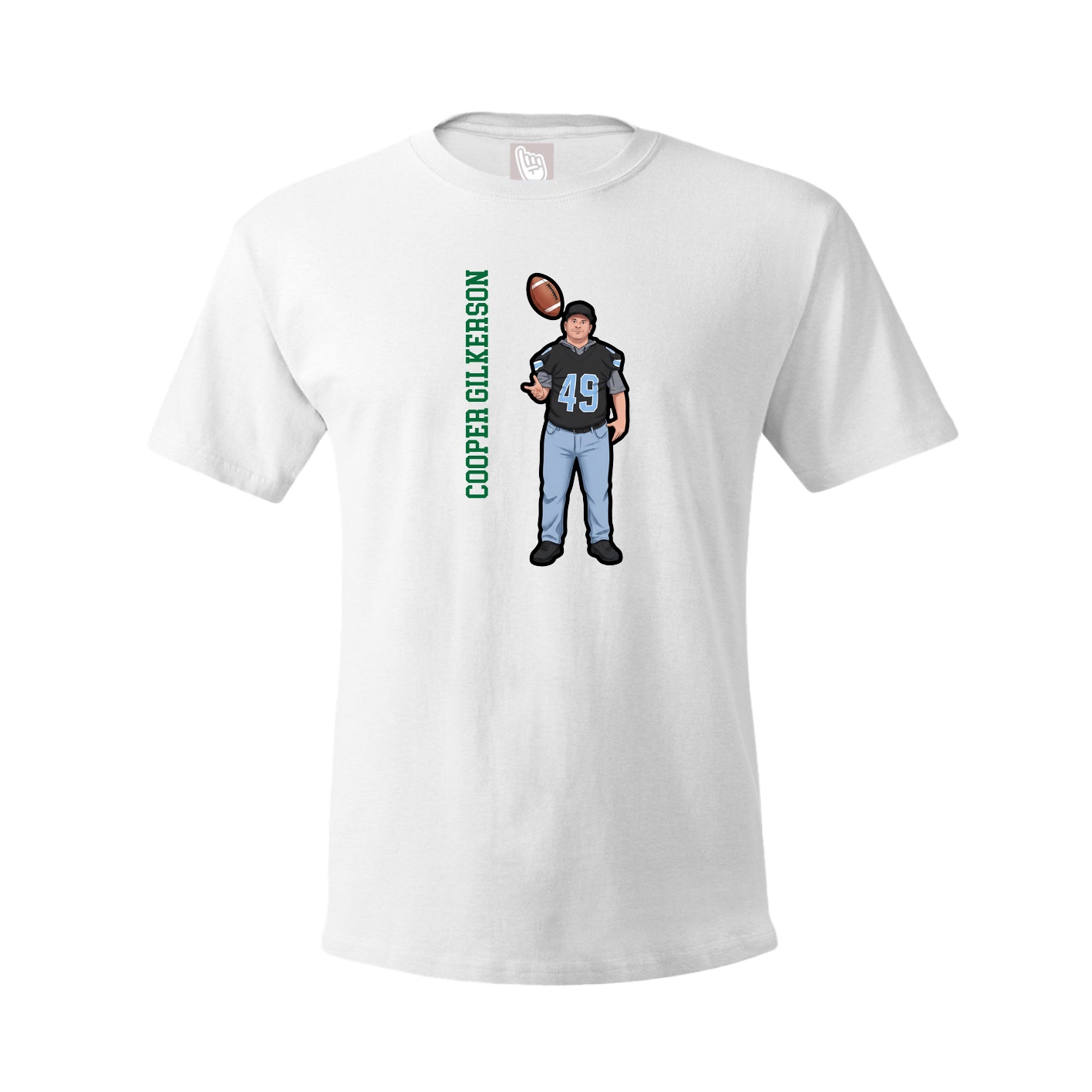 Youth Tee — Name Vertical in White