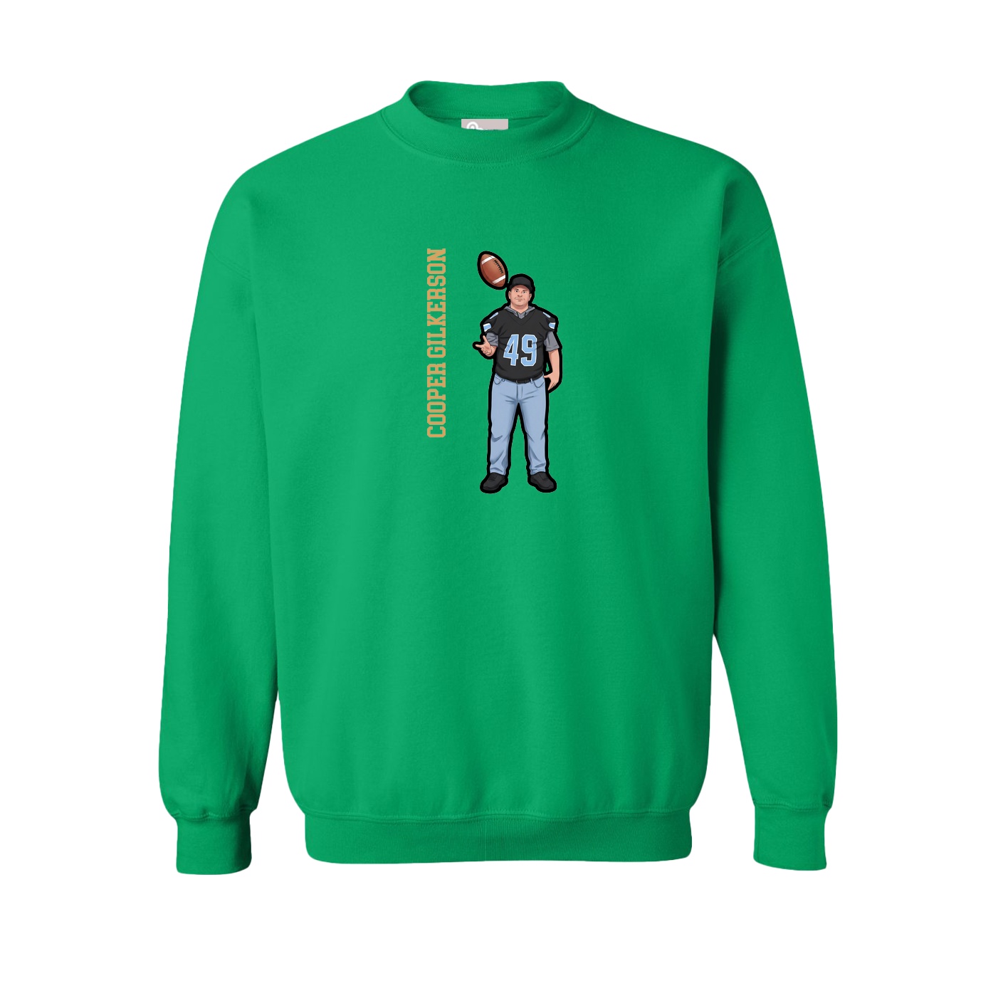Fleece Crew — Name Vertical in Green