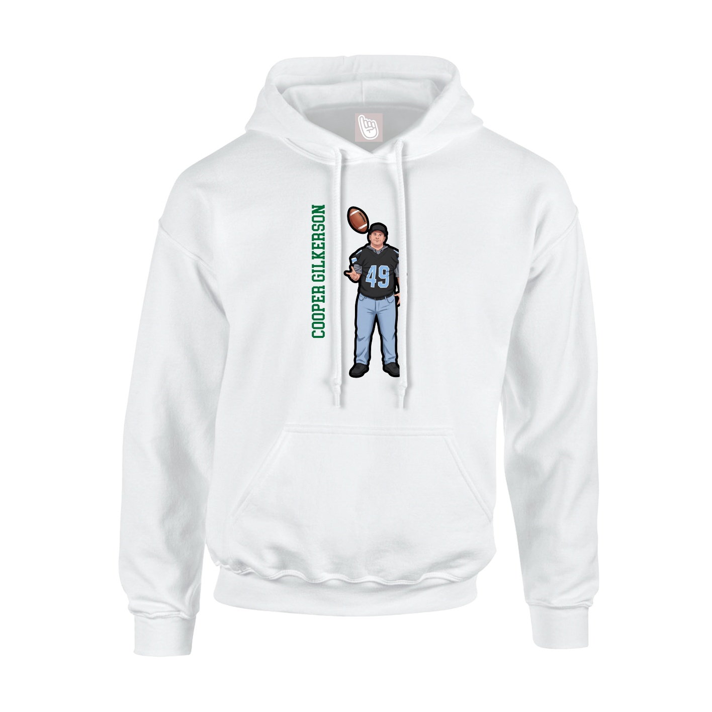 Youth Hoodie — Name Vertical in White
