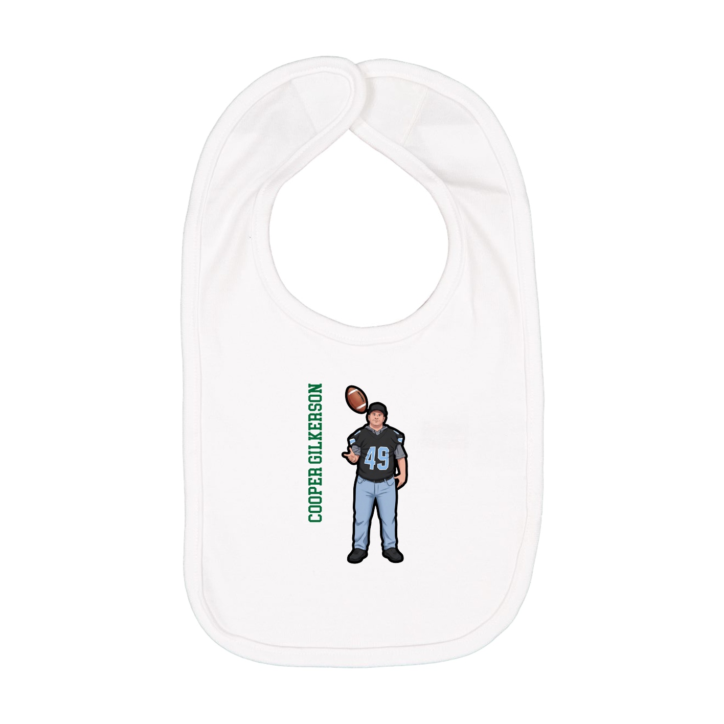 Infant Bib — Name Vertical in White
