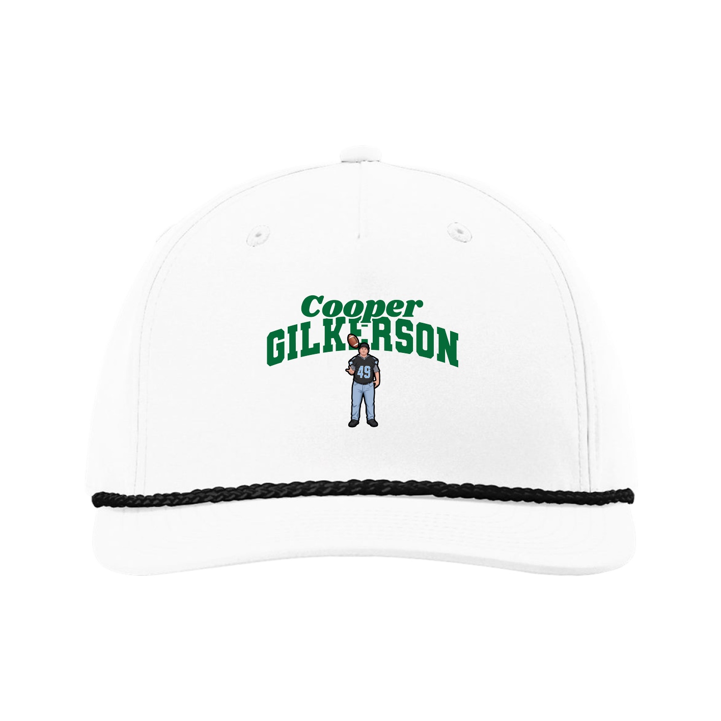Five-Panel Classic Rope Cap — Signature Arch in White