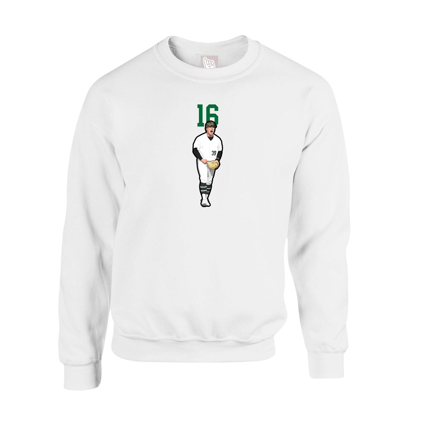 Fleece Crew — Number Top in White