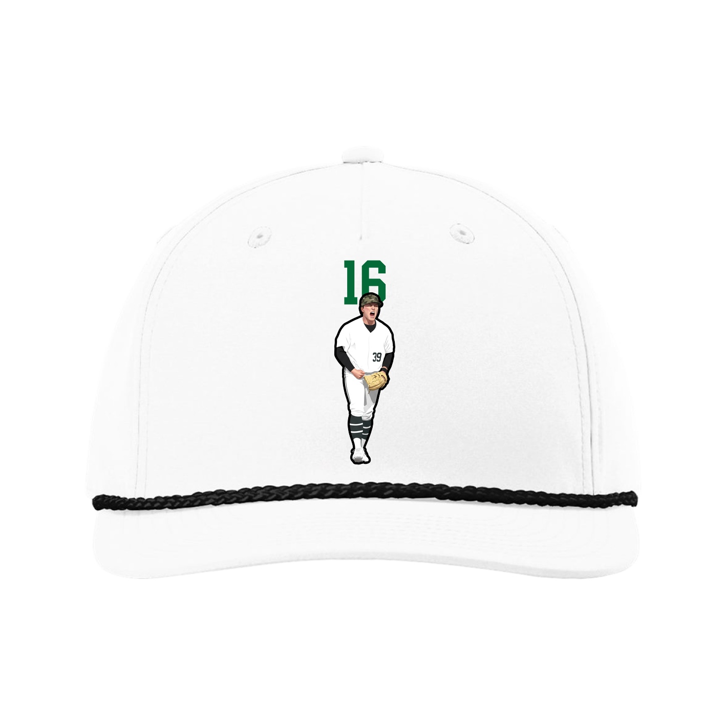 Five-Panel Classic Rope Cap — Number Top in White