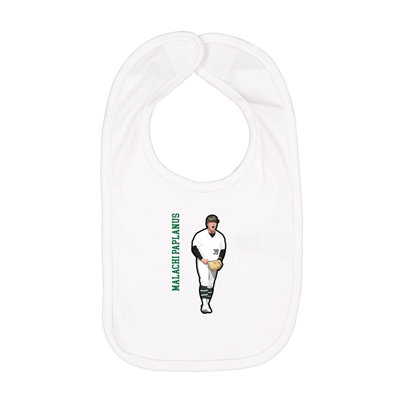 Infant Bib — Name Vertical in White