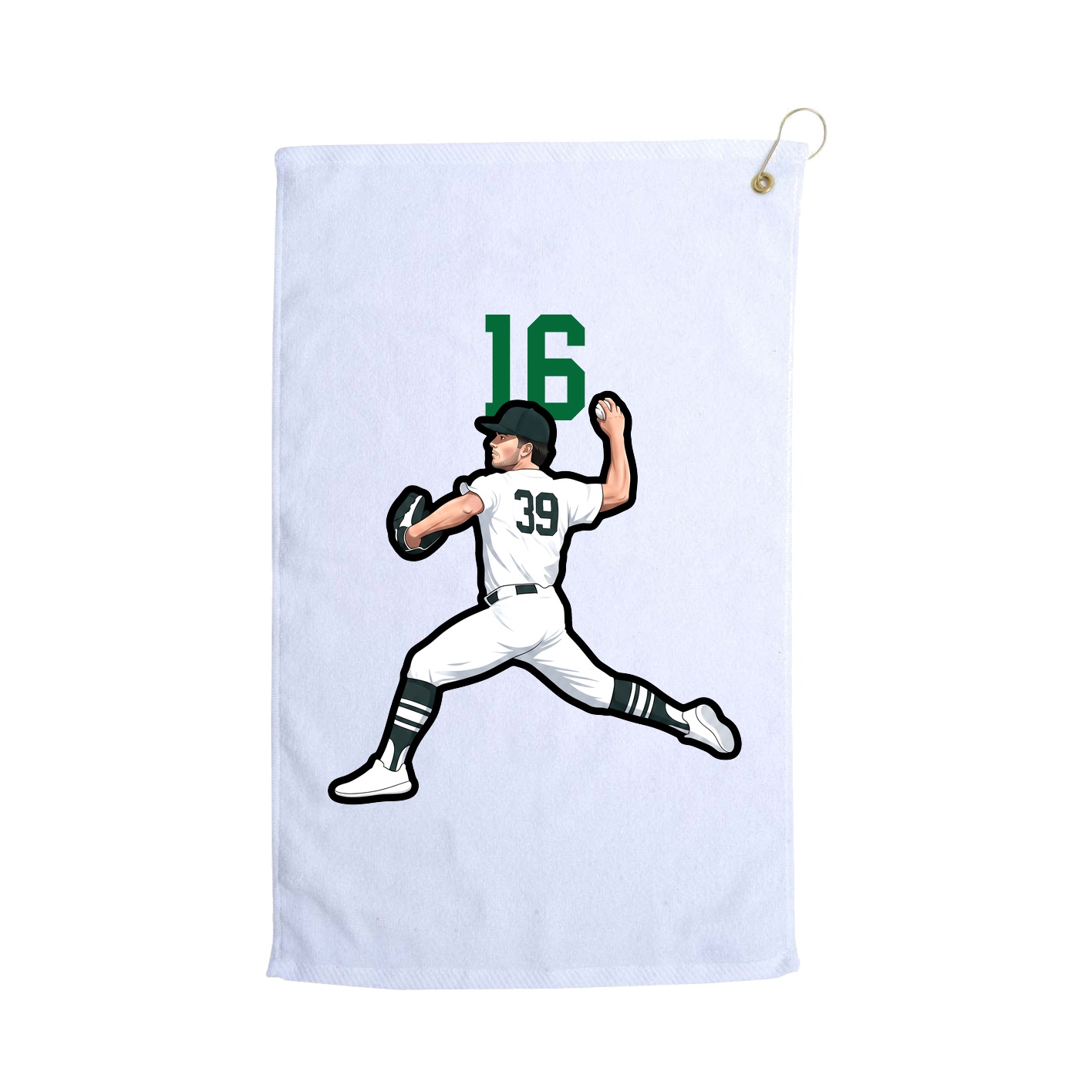 Golf Towel — Number Top in White