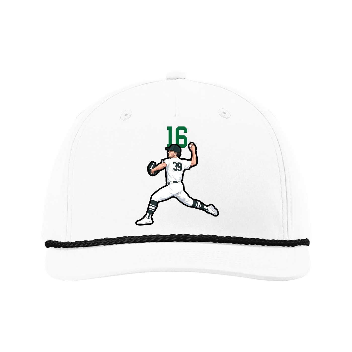 Five-Panel Classic Rope Cap — Number Top in White
