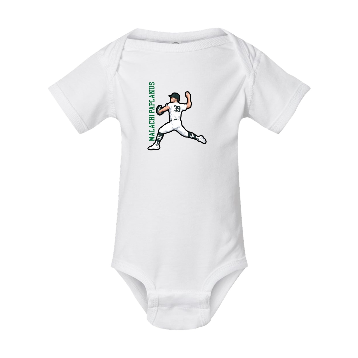 Baby Onesie — Name Vertical in White