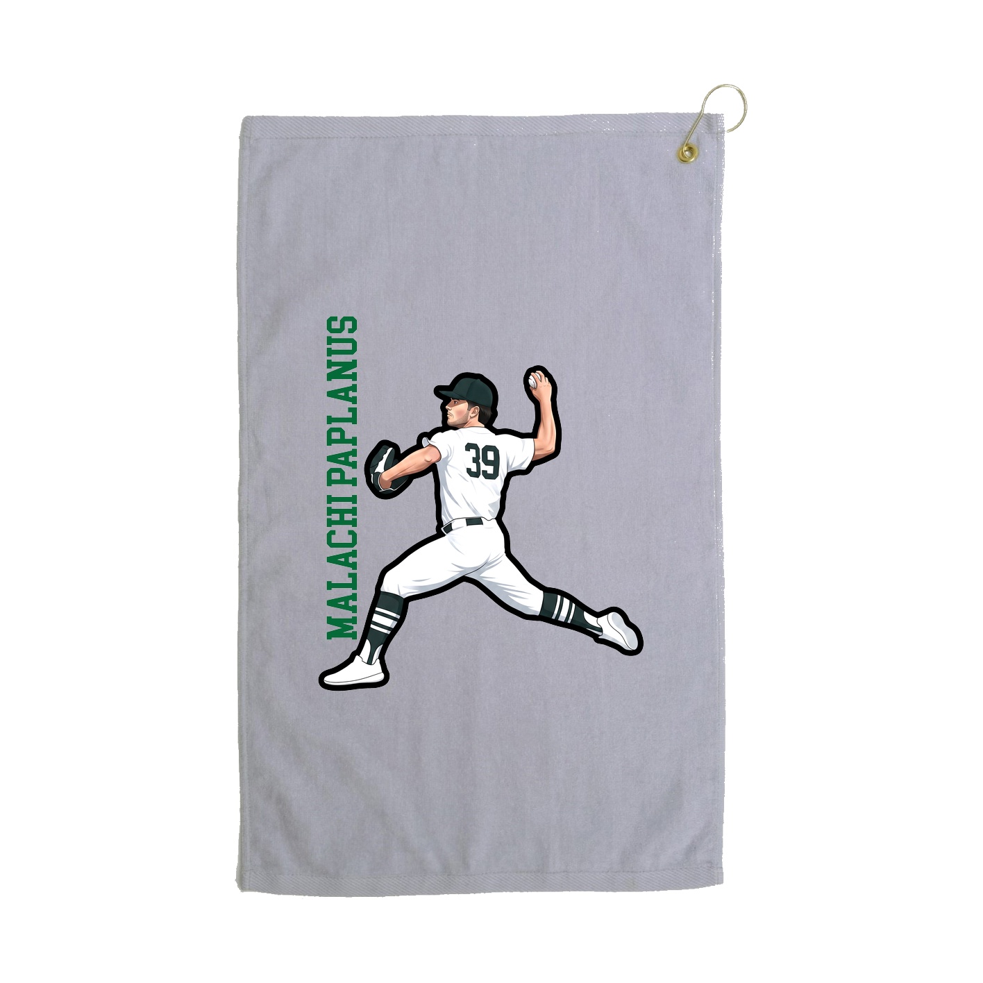 Golf Towel — Name Vertical in Grey