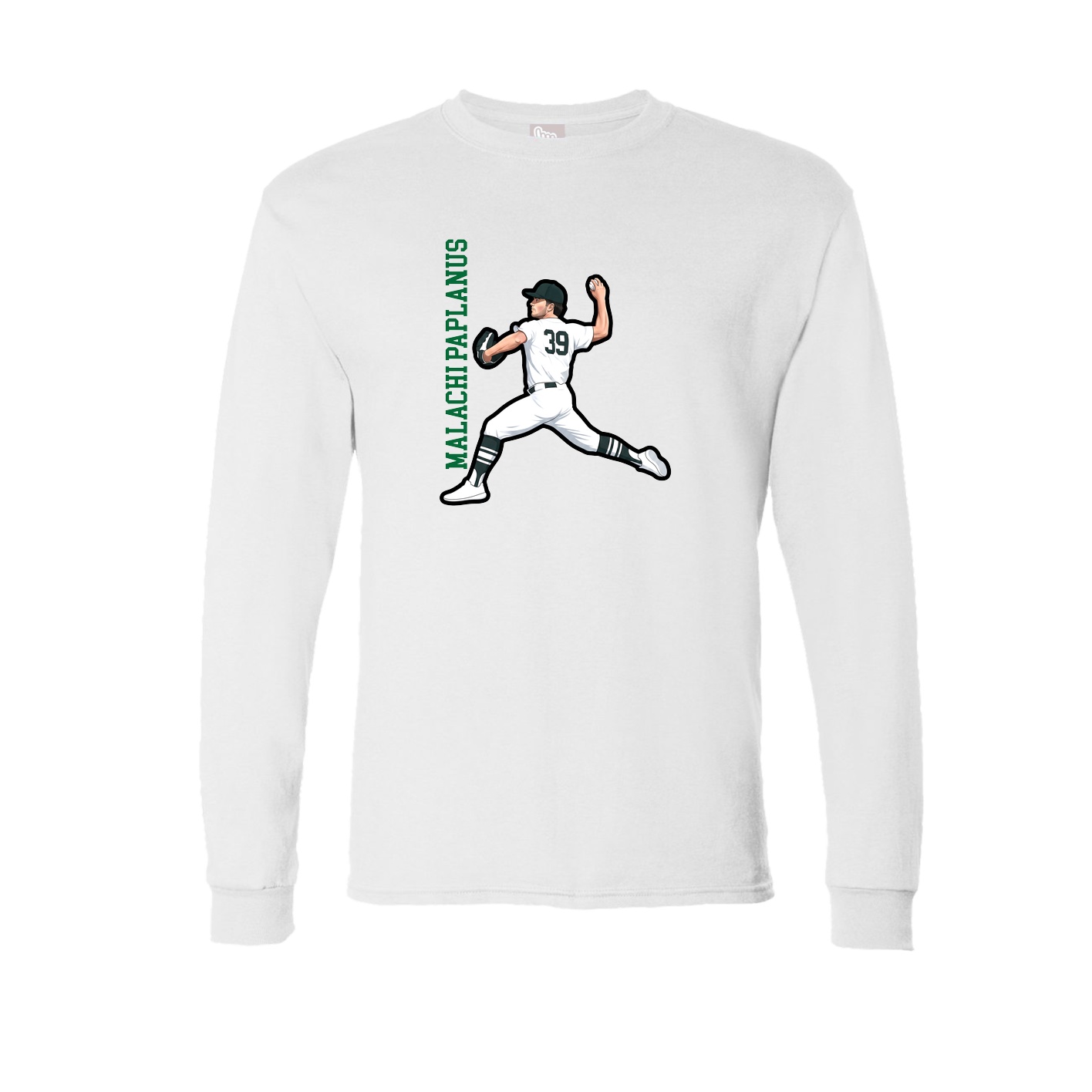 Long Sleeve Tee — Name Vertical in White