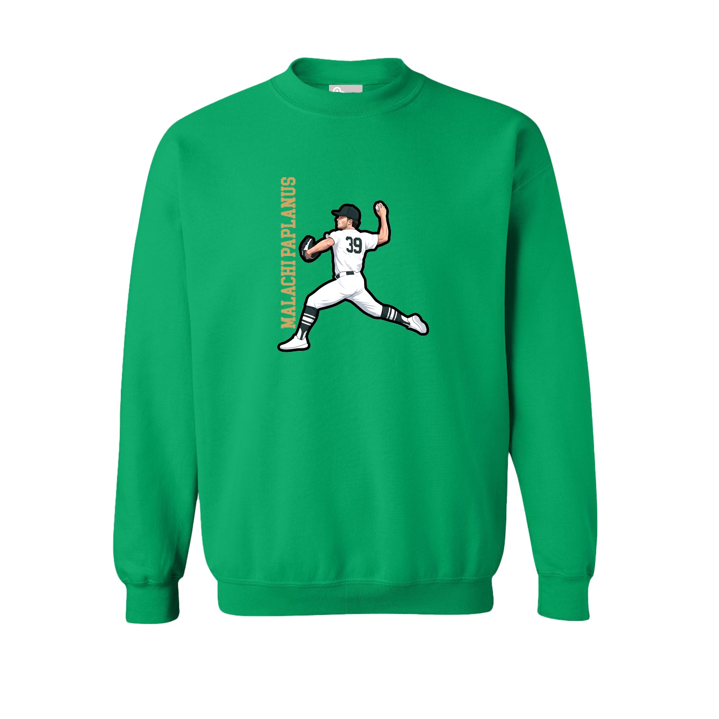 Fleece Crew — Name Vertical in Green