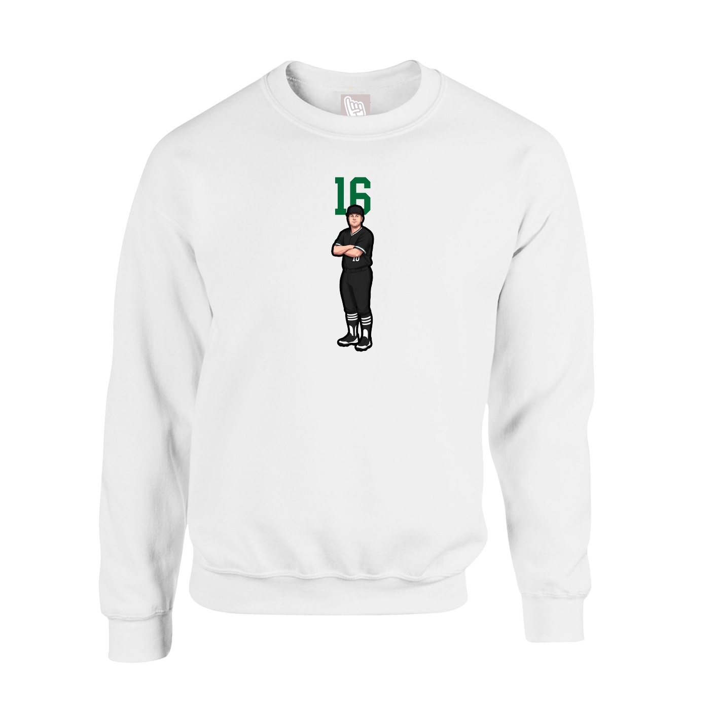Fleece Crew — Number Top in White