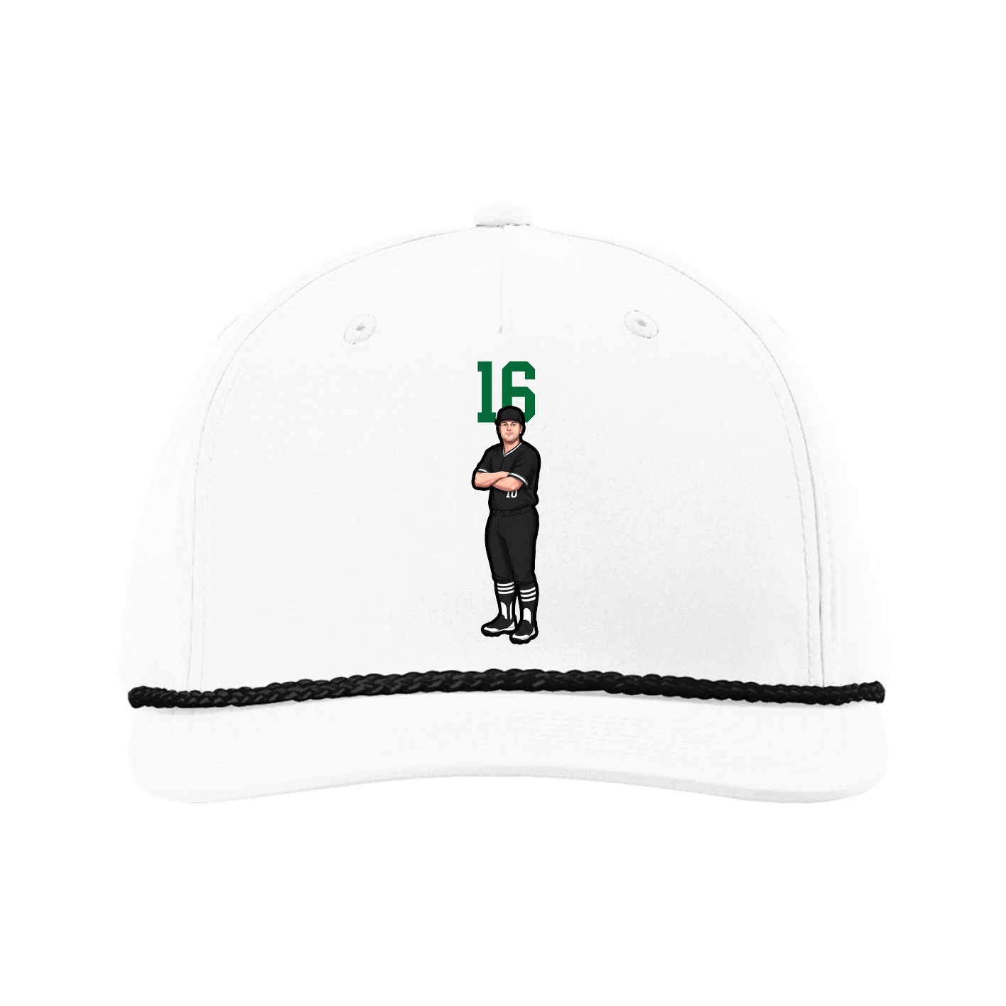 Five-Panel Classic Rope Cap — Number Top in White