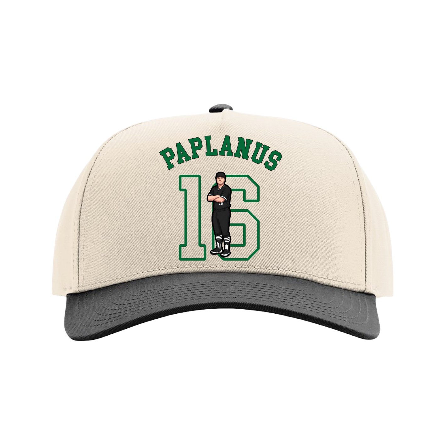 Full Fabric Five-Panel Champ Cap — Shirsey Arch in Cream/Black