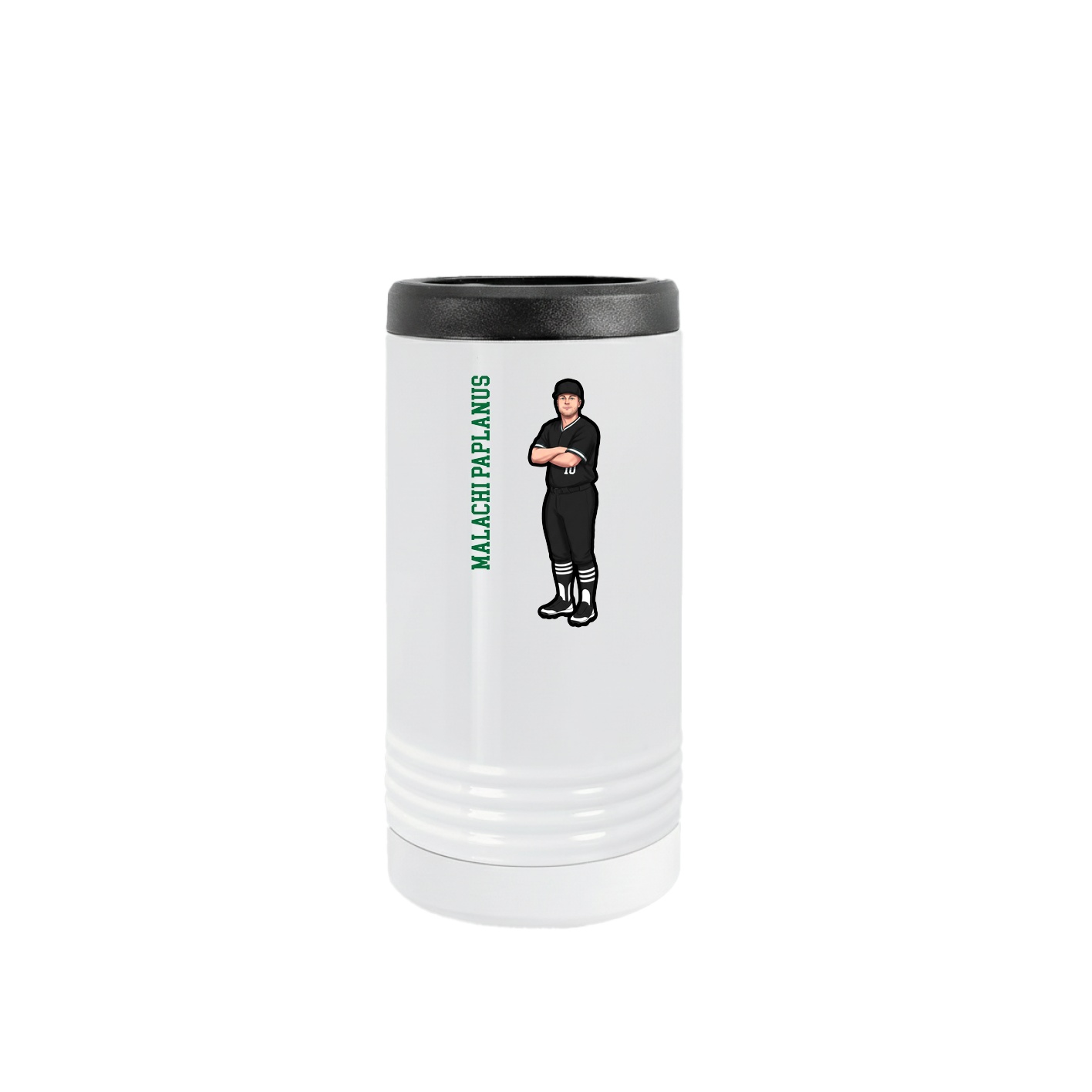 Slim Beverage Holder — Name Vertical in White