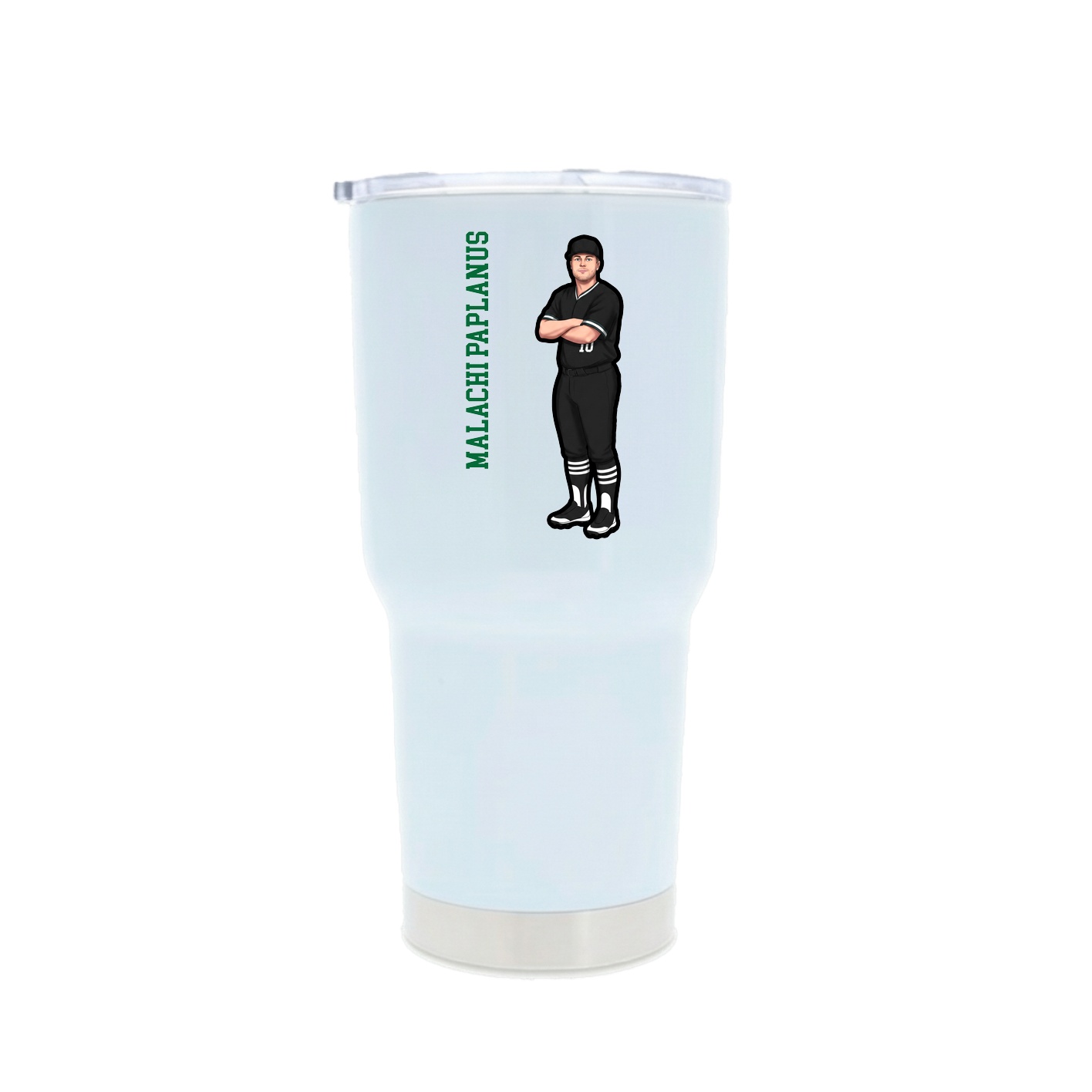 30oz Stainless Steel Tumbler — Name Vertical in White