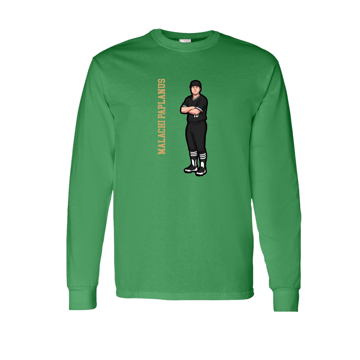 Long Sleeve Tee — Name Vertical in Green