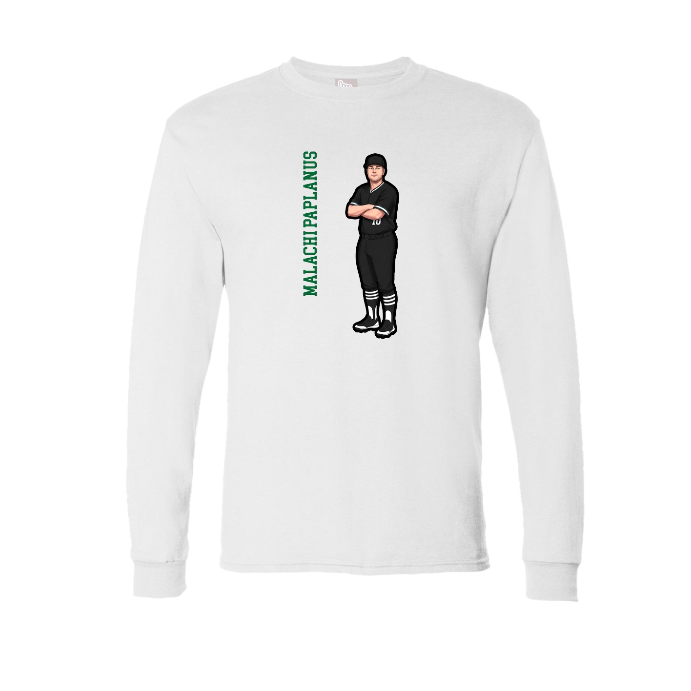 Long Sleeve Tee — Name Vertical in White