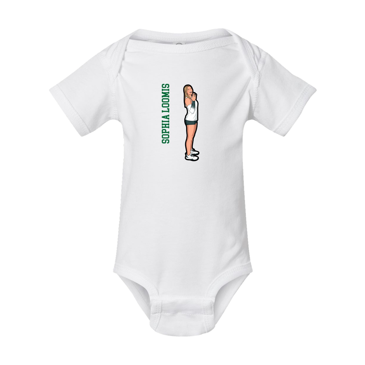 Baby Onesie — Name Vertical in White