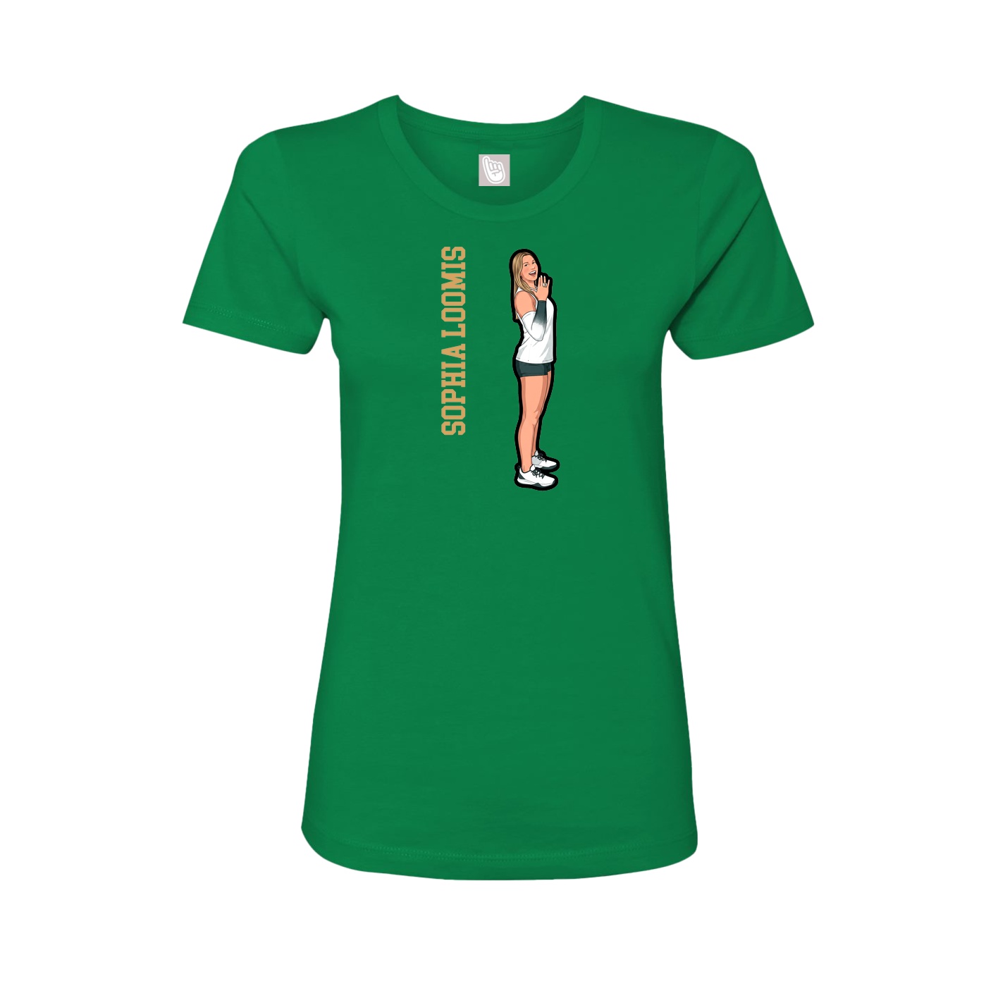 Fitted Women's Tee — Name Vertical in Green
