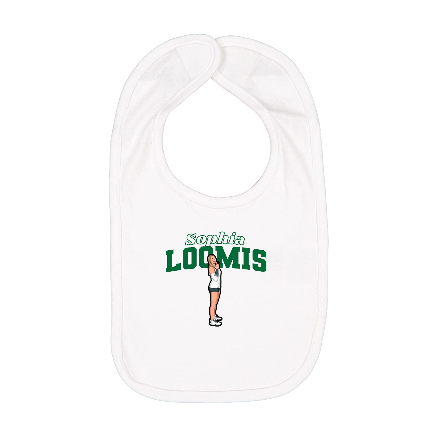 Infant Bib — Name Arch in White
