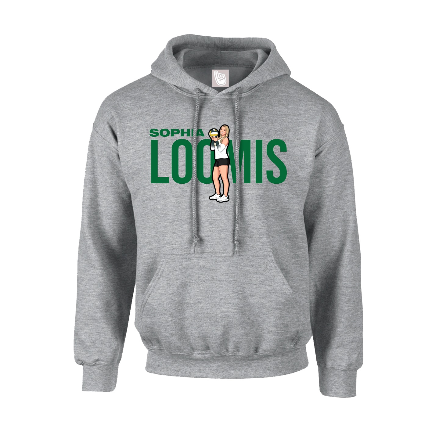 Youth Hoodie — Player Name in Grey