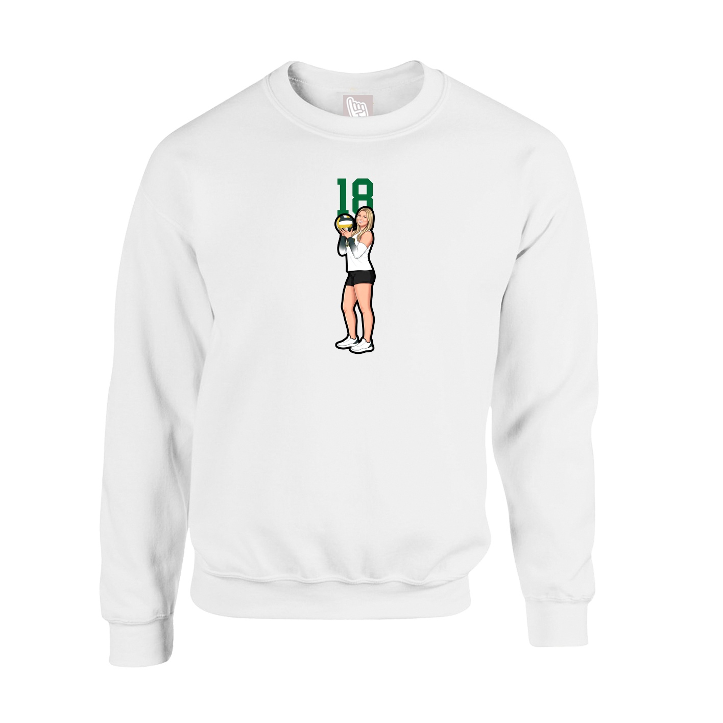 Fleece Crew — Number Top in White
