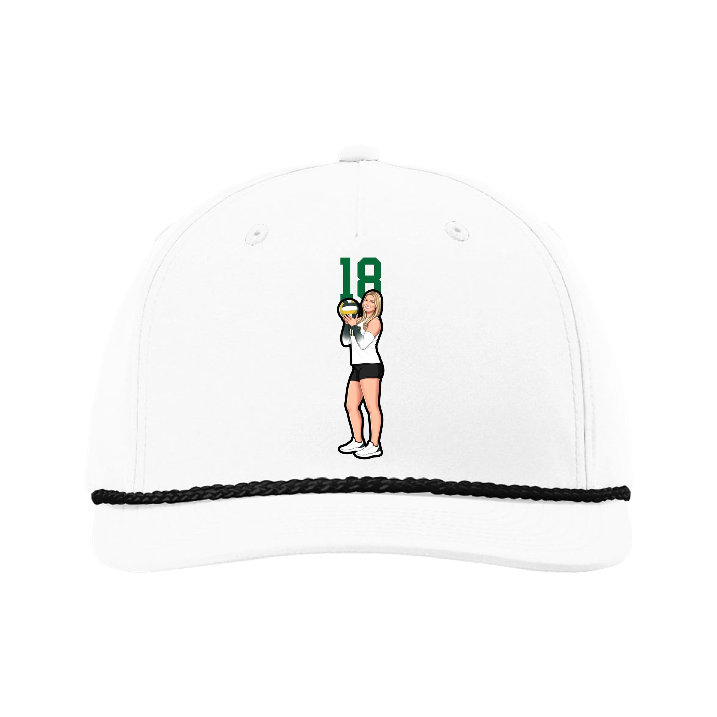 Five-Panel Classic Rope Cap — Number Top in White