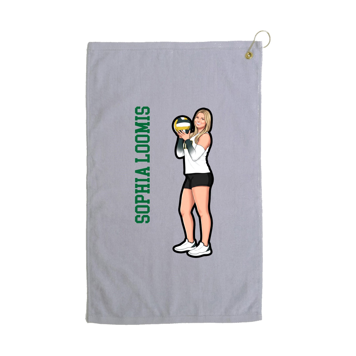 Golf Towel — Name Vertical in Grey
