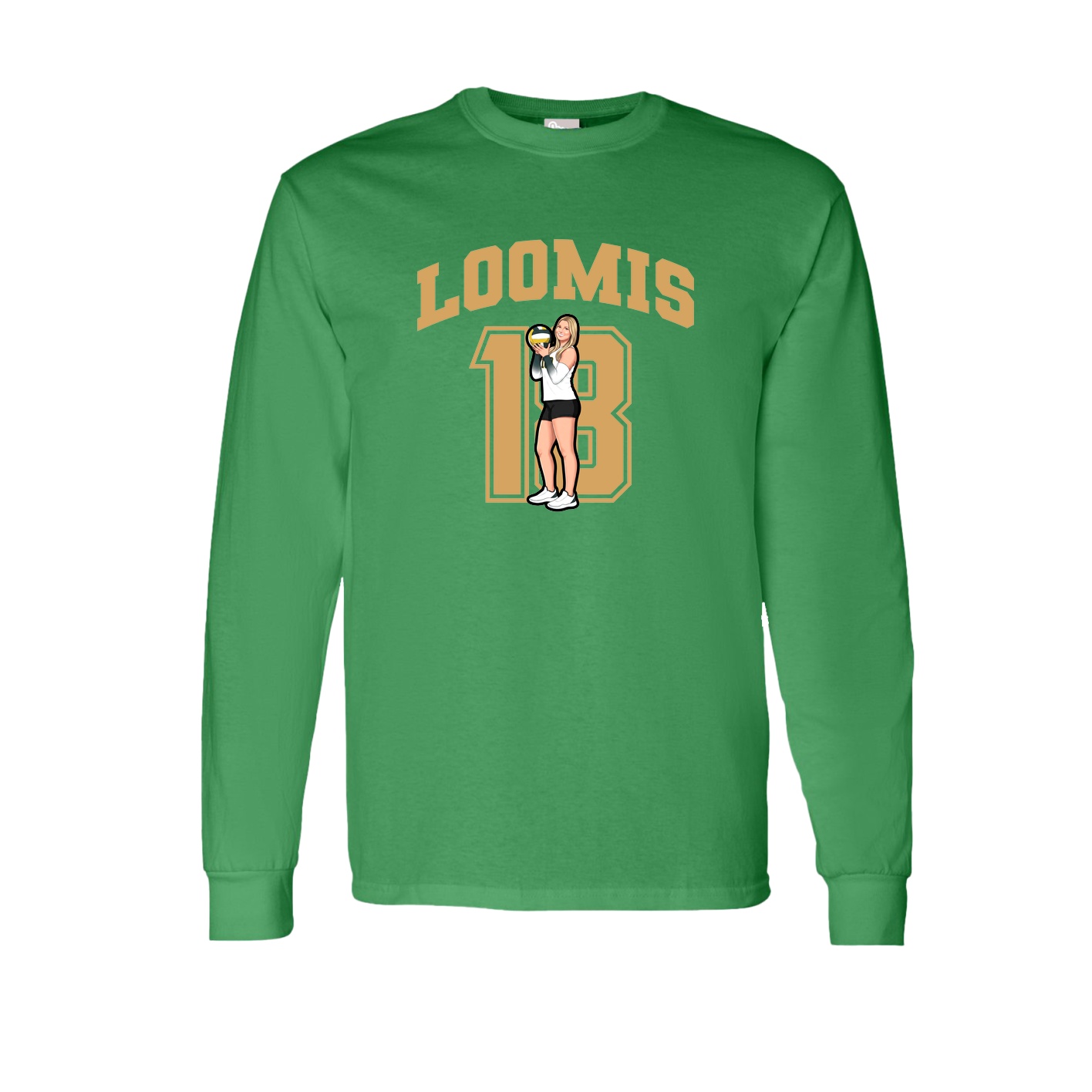 Long Sleeve Tee — Number in Green